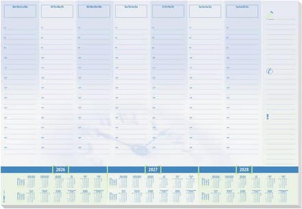Grote Bureauonderlegger A2 (59,5x41 cm) Weekplanner met Tijdrooster en 3-Jaar Kalender - 30 Vellen