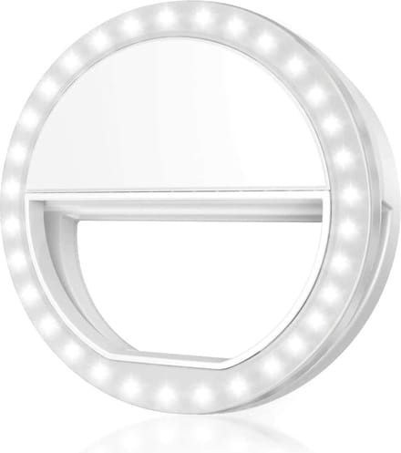 Ringlamp Selfie Ring Light Op Batterijen - Ringlamp Selfielight LED Light Selfie Lamp - Wit