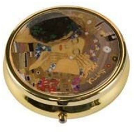 Goebel - Gustav Klimt | Pillendoosje De Kus | Metaal - 5cm - 3 vakjes - 4 stuks