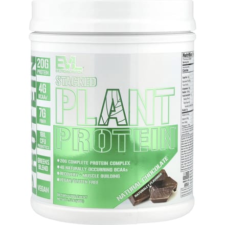 EVLution Nutrition, Stacked Plant Protein, Chocolat Naturel, 1,5 lb (680g)