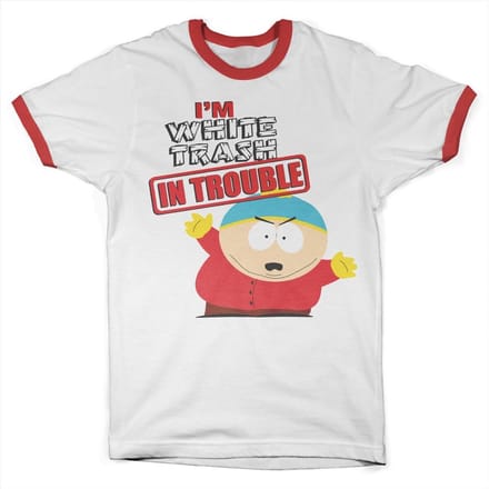 South Park I'm White Trash In Trouble Ringer T-shirt White-Red