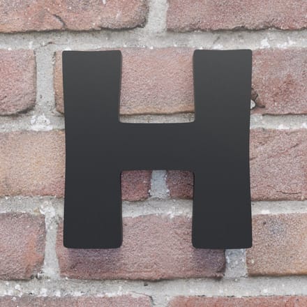 Huisnummer Berlin H zwart - Huisnummerbord - 10 cm - Blinde bevestiging