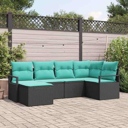 vidaXL Bankstel 6 st Zwart poly rattan