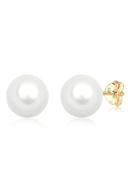 Elli PREMIUM - Oorbellen - Muschelkernperlen Basic Klassisch 585 Gelbgold - Dames