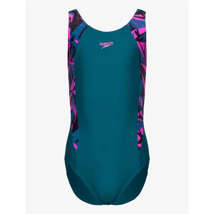 Speedo Hyperboom Splice Muscleback - Zwemkleding - Blauw Fluo Oranje - 6 jaar