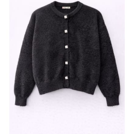 Oversized Jacquard Knopen Cardigan