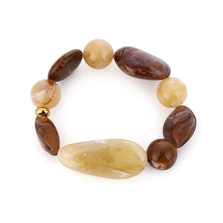 Bijoutheek Armband (Sieraad) Kralen Grof Elastisch Bruin
