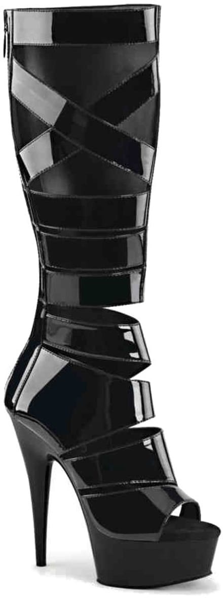 EU 36 = US 6 | DELIGHT-600-49 | 6 Heel, 1 3/4 PF Knee High Gladiator Boot, Back Zip