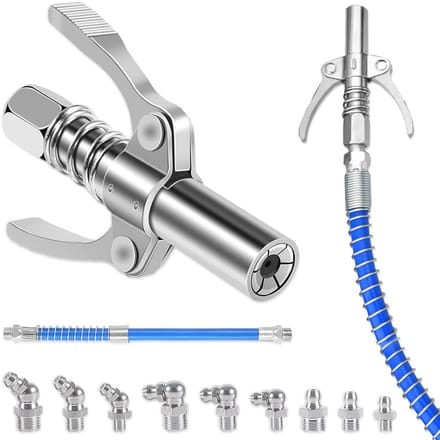 Ergonomische vetspuit met dubbele handgreep en 30 cm slang, M6 M8 M10 smeernippels