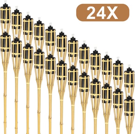 Fakkels - tuinfakkels bamboe - set van 24 stuks - fakkel 90 cm - terrasfakkels met lont