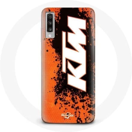 Samsung Galaxy A70 hoesje KTM Logo wit oranje achtergrond wit