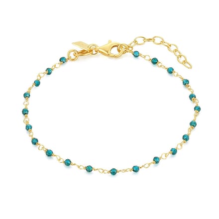 Twice As Nice Armband in 18kt verguld zilver, turquoise steentjes 16cm+3cm