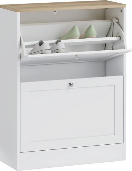 HOMCOM Klapbare schoenenkast - Spaanplaat - 60x24x80cm - Wit