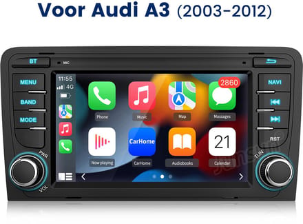 Hexinex Quad-Core autoradio Geschikt voor Audi A3 S3 - Draadloos CarPlay, Android Auto, Android 15, multimediaspeler, 2GB+64GB
