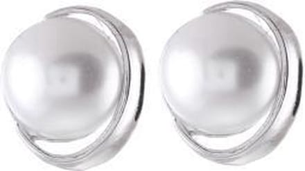 Behave - Oorstekers dames - zilverkleur - parel - klassiek - 2,5 cm
