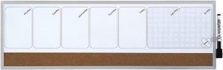 Nobo  Whiteboard Weekplanner - Weekplanner Magnetisch - 585 x 190 mm - Natuurbruin - Ideaal Voor Thuiskantoor