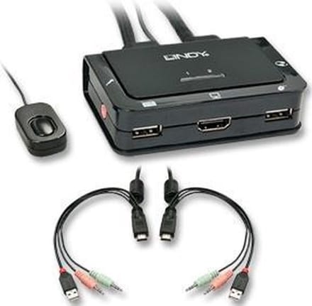 Lindy - HDMI KVM Switch Compact USB 2.0 Audio 2 Port