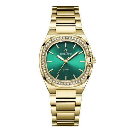 CK Aurora – Gold with Green Curved Square Dial & Stone Accents - ClaudiaKoch CK 4321