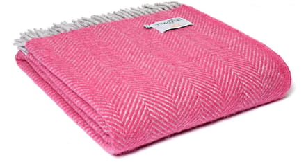 Plaid Visgraat Roze en Zilver - 150x183 - Nieuw Wol - Tweedmill UK
