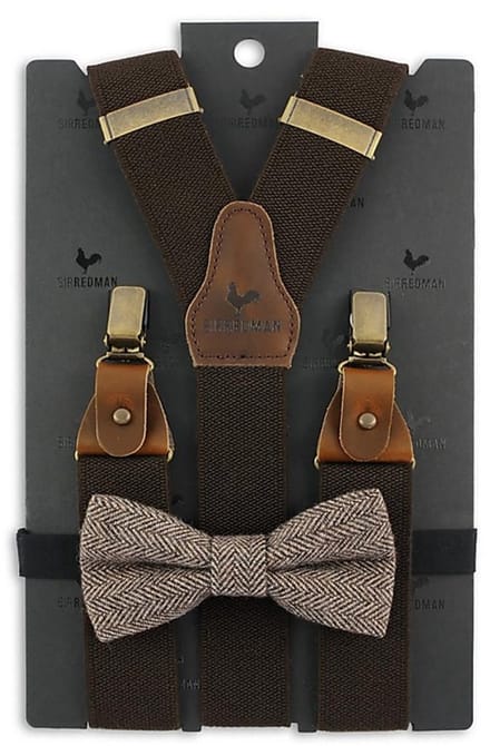Sir Redman - Bretels met strik - bretels combi pack Essential Troy Tweed - bruin / beige