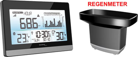 Technoline Weerstation WS 9016 Radiogestuurd Met regenmeter 180 x 110 x 38mm zwart/zilver