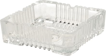 Home & Styling Asbak - vierkant - gedecoreerd glas - transparant - 10 x 10 x 4 cm