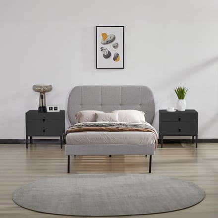 Gestoffeerd bed Porvoo met bedbodem 90x200 cm grijs [en.casa]