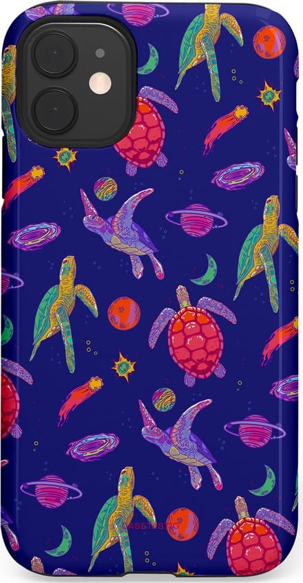 Casetastic hoesje geschikt voor Apple iPhone 11 - Dubbellaagse bescherming - Kosmische schildpad - Fashion Case - Donkerblauw Lavendel