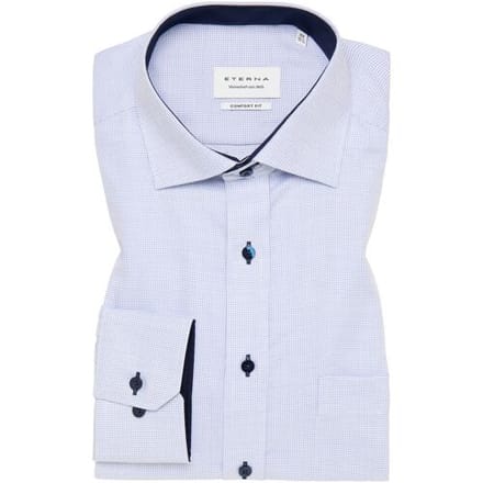 Eterna Overhemd Fine Fantasy Pattern Non-Iron Classic Kent Licht Blauw / male