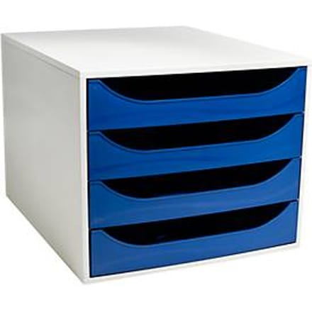Exacompta ECOBOX ladebox 4 laden middernachtblauw, A4/A4+, open front, stil, veiligheidsstop