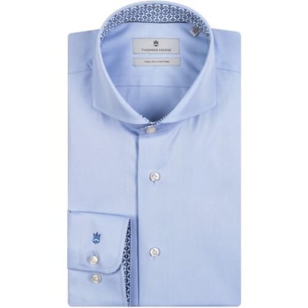 Thomas Maine Overhemd Uni Fine Pattern Contrast Bari Cutaway Twill Lichtblauw-Lichtblauw / male