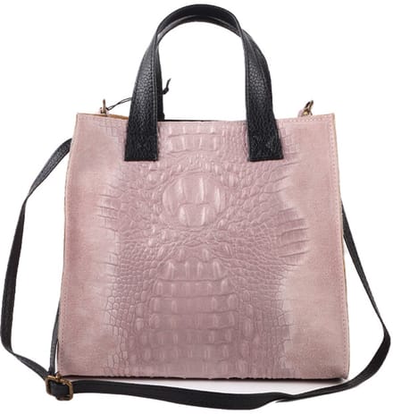 Giuliano lederen handtas Sobek - Roze - Kroko - Made in Italy