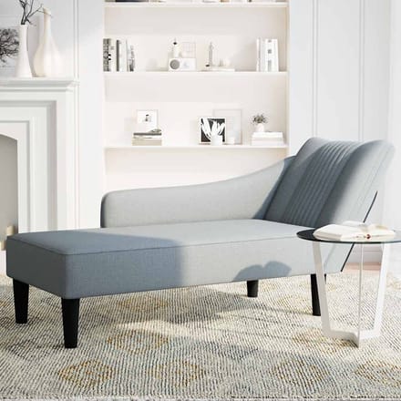 vidaXL - Chaise - longue - met - rechterarmleuning - stof - lichtgrijs