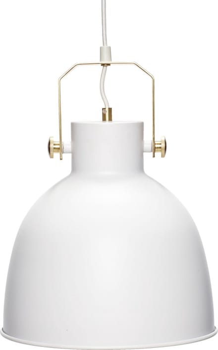 Hübsch Industriële Hanglamp Wit Goud - Plafondlamp Design - ø29x41 cm Hoogte - E27 Fitting - Deens Design - Danish - Luxe Hanglamp - Retro Lamp - Moderne Lamp