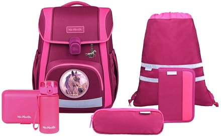 McNeill schooltas Bravo Schoolbag Set 9-delig Berry (rood)paars