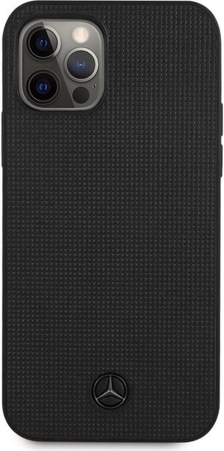 Mercedes-Benz Meshed Effect Back Case - Geschikt voor Apple iPhone 12 Pro Max (6.7'') - Zwart