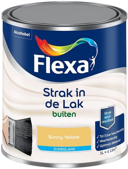 Flexa - Strak In De Lak Buitenlak Zijdeglans - Sunny Yellow - Mengverf - 1 L
