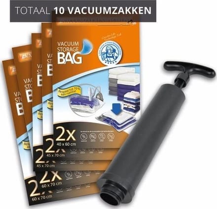 Pro Pakket Vacuumzakken Travel [Set 10 Zakken+Pomp]