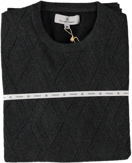 Fellows United Pullover Premium Crew Neck Argyle Struct. Mid Grey (52.1150 - 121)