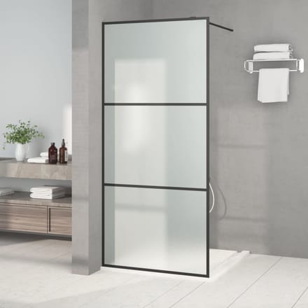 vidaXL - Inloopdouchewand - 90x195 - cm - mat - ESG-glas - zwart