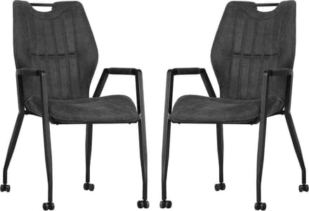 Stoel Olympic met wielen - Antraciet - set van 2 stuks