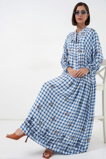 Geprinte V-hals Maxi-jurk