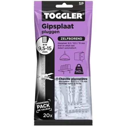 Toggler Gipsplaatplug Sp Kunststof - Diam. 8mm - 20 Stuks