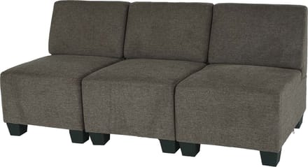Modulaire 3-zitsbank Lyon, stof/textiel ~ bruin, zonder armleuningen
