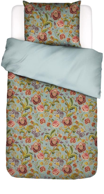 Essenza Roselina Dekbedovertrek Biologisch Katoensatijn Surf green - Eenpersoons – 140x200/220 cm