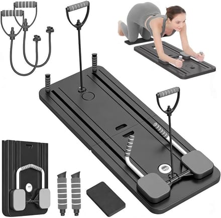 Pilates Board - Buiktrainer Reformer - Core Training - Inclusief Complete Set - Inklapbaar - Grijs