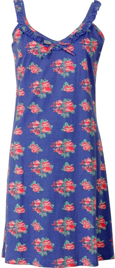 Irresistible Dames Nachthemd - Bloemendessin - Blauw - Maat S