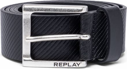 REPLAY Leren Riem Leather Belt W95 Black Zwart