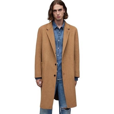 AllSaints Stano Coat Deep Camel Taglia: 48 | Cappotti monopetto Outlet | Uomo | Marrone