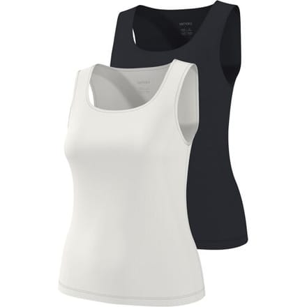 ESMARA Set van 2 rib dames tops (Zwart/wit, M (40/42))